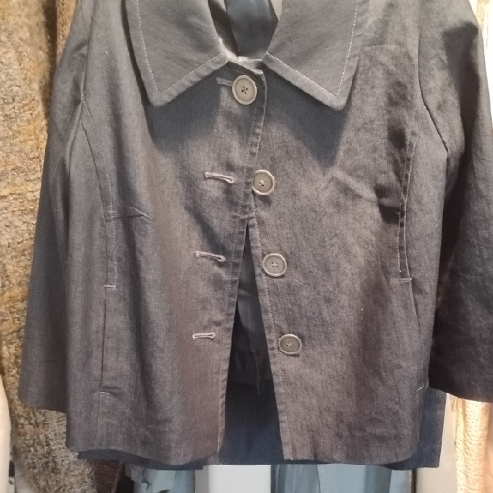 Kim Rogers Elegant Black Denim Jacket for Women w Matching Skirt